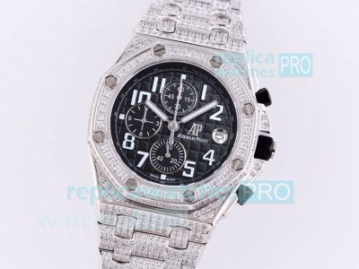 Replica Audemars Piguet Royal Oak Chronograph Watch Silver Diamond Watch